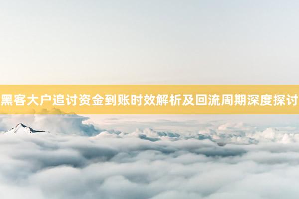 黑客大户追讨资金到账时效解析及回流周期深度探讨