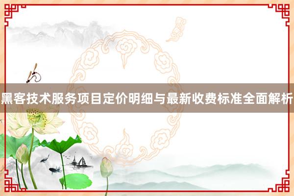 黑客技术服务项目定价明细与最新收费标准全面解析
